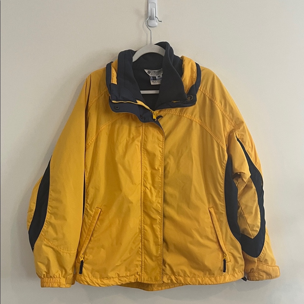 Vintage Columbia Interchange Core Winter Jacket Coat Ski Yellow Blue Convertible